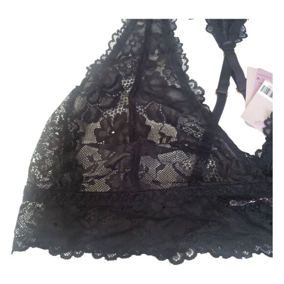 CT2033 Savage x Fenty NWT Black Lace Halter Neck Bralette Large - Picture 3 of 8